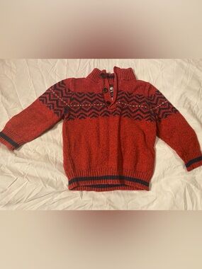 Red Knit Half-Zip Fair Isle Sweater - Oshkosh